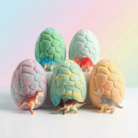 6pcs Dinosaur Egg Kids Bath Bomb Surprise Box – Colorful Fizz + Toy Inside